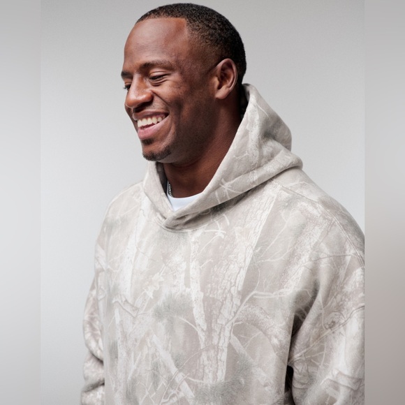 New Abercrombie & Fitch Essential Popover Hoodie Light Gray Camo Small - Picture 5 of 6